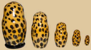 Cheetah nesting doll handmade